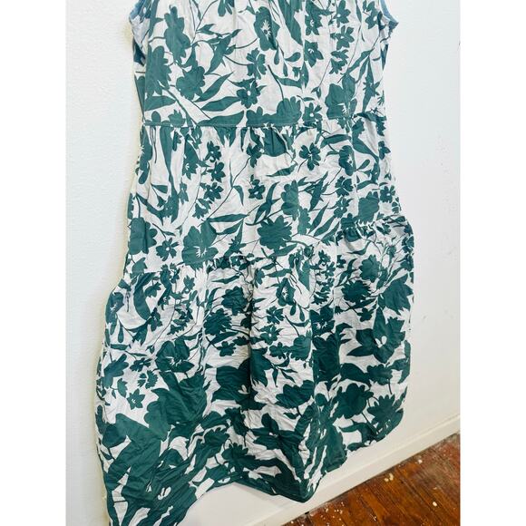 PETER SOM Green Floral Cotton Blend Sleeveless Crewneck Midi Dress size 8 - Picture 6 of 12